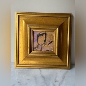 Original acrylic painting signed by the artist. Glass of wine abstract framed